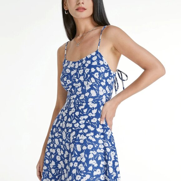 Commense Floral Mini Tie Strap Dress  (Reformation Inspired Orthello) - Picture 3 of 6
